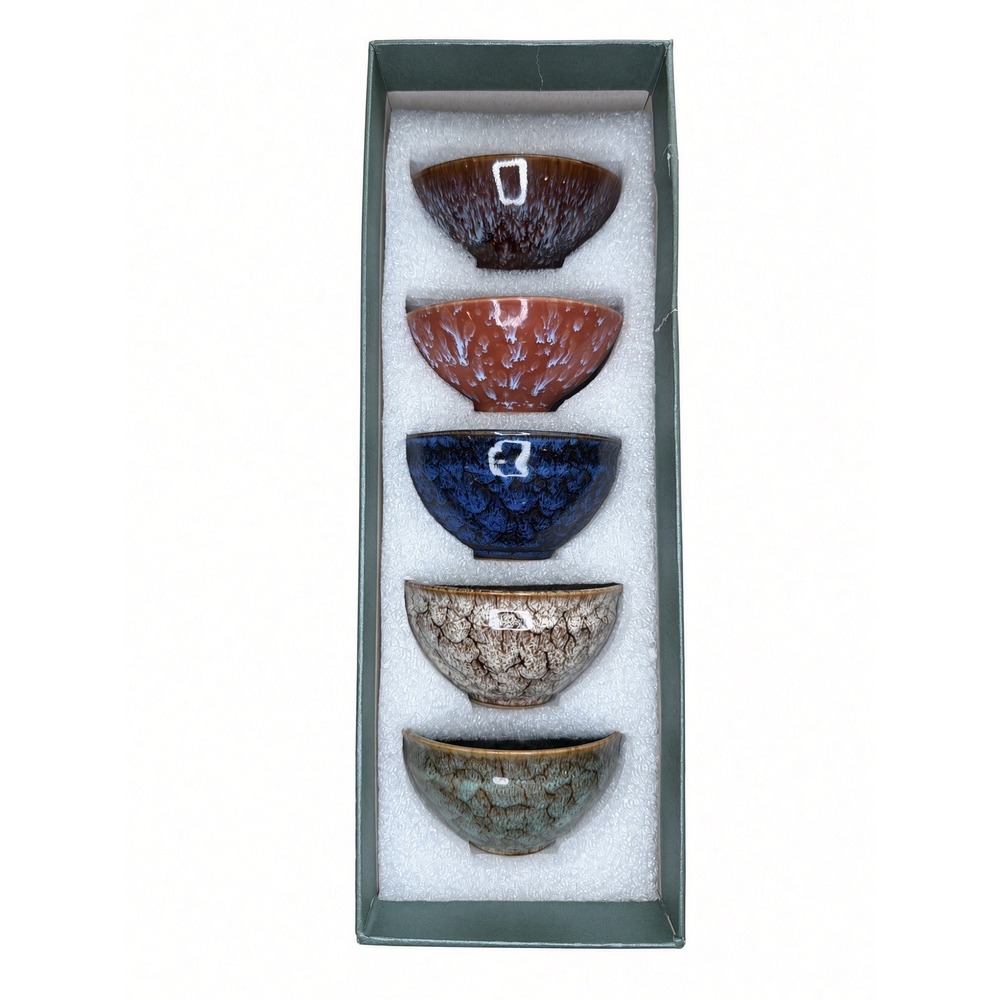 Chinese Tea Cup Set 5 Elements Kiln Transformation Ceramic Kung Fu Cups